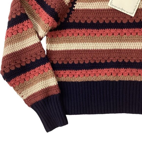 SEZANE x SEA NY Adelin Sweater NWT Size XXS Wool Cotton Crochet Knit Jumper - Picture 6 of 13